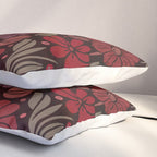 Eternal Summer Block Print Countryside Vibes Flower Garden Crimson Red Pillow Sham Gallery Image 3