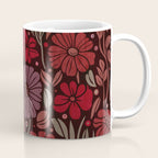 Eternal Summer Block Print Countryside Vibes Flower Garden Crimson Red Coffee Mug Gallery Image 1