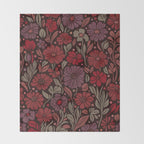 Eternal Summer Block Print Countryside Vibes Flower Garden Crimson Red Throw Blanket Gallery Image 2