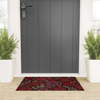 Eternal Summer Block Print Countryside Vibes Flower Garden Crimson Red Welcome Mat Gallery Image 3