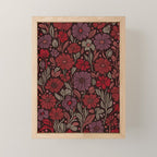 Eternal Summer Block Print Countryside Vibes Flower Garden Crimson Red Mini Art Print Gallery Image 1