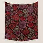 Eternal Summer Block Print Countryside Vibes Flower Garden Crimson Red Wall Tapestry Gallery Image 4
