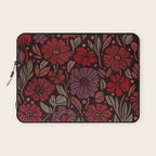 Eternal Summer Block Print Countryside Vibes Flower Garden Crimson Red Laptop Sleeve Gallery Image 1