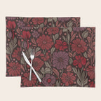 Eternal Summer Block Print Countryside Vibes Flower Garden Crimson Red Placemat Gallery Image 1