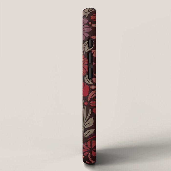 Eternal Summer Block Print Countryside Vibes Flower Garden Crimson Red iPhone Case Gallery Image 2