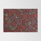 Eternal Summer Block Print Countryside Vibes Flower Garden Crimson Red Rug Gallery Image 2