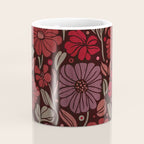 Eternal Summer Block Print Countryside Vibes Flower Garden Crimson Red Coffee Mug Gallery Image 4