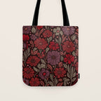 Eternal Summer Block Print Countryside Vibes Flower Garden Crimson Red Tote Bag Gallery Image 1