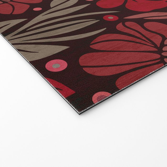 Eternal Summer Block Print Countryside Vibes Flower Garden Crimson Red Welcome Mat Gallery Image 2
