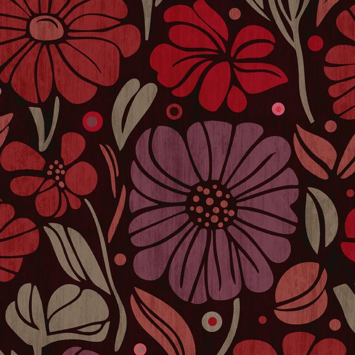 Eternal Summer Block Print Countryside Vibes Flower Garden Crimson Red Coffee Mug Gallery Image 2
