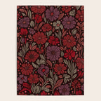 Eternal Summer Block Print Countryside Vibes Flower Garden Crimson Red Poster Gallery Image 4