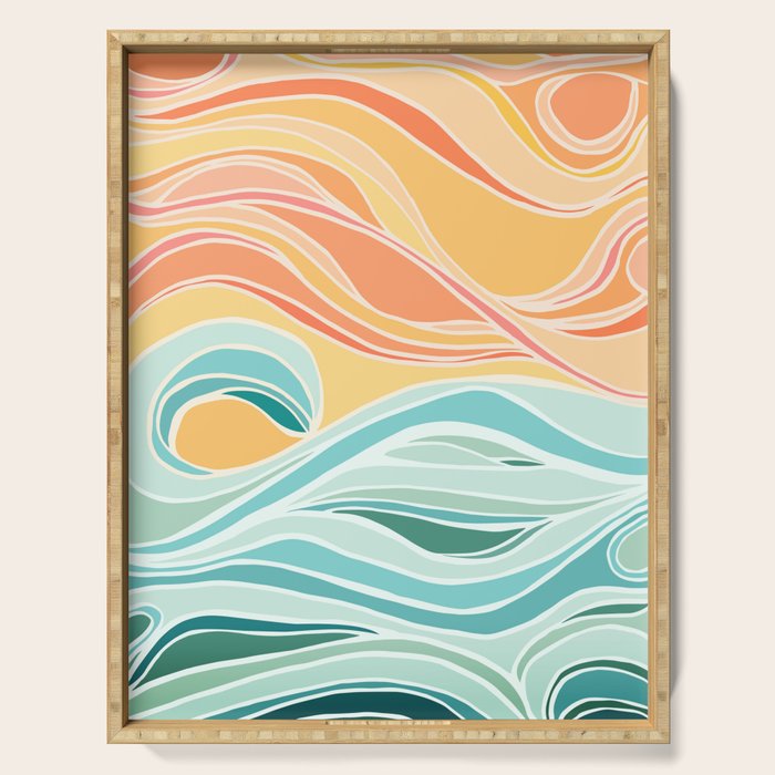 Sea and Sky Abstract Landscape Serving Tray Gallery Image 1