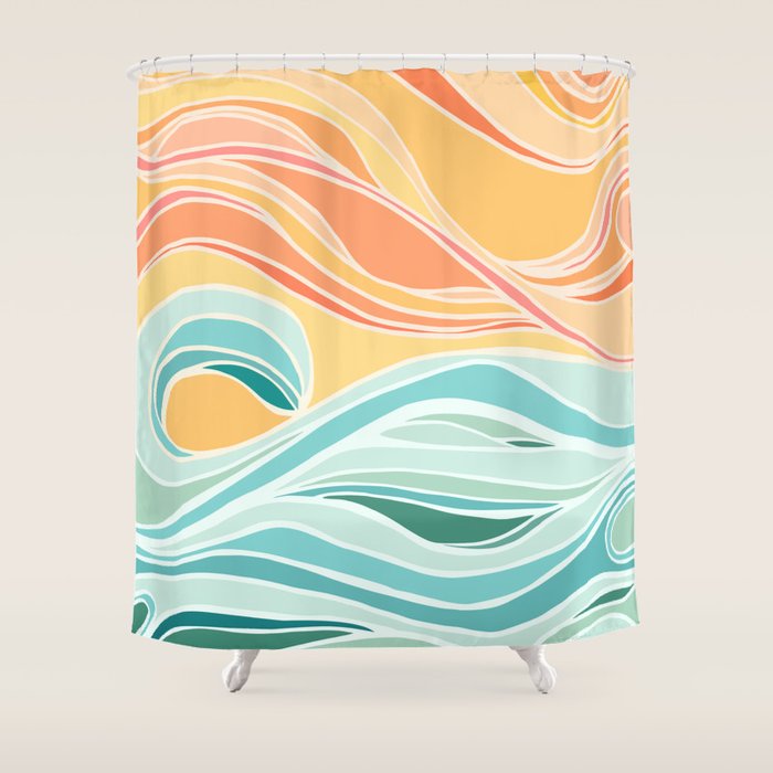 Sea and Sky Abstract Landscape Shower Curtain Gallery Image 1