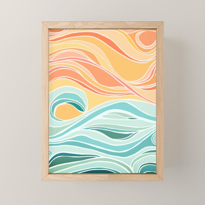 Sea and Sky Abstract Landscape Mini Art Print Gallery Image 1