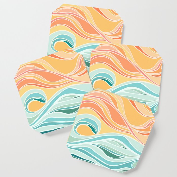Sea and Sky Abstract Landscape Coaster Gallery Image 1