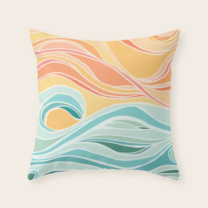 Sea and Sky Abstract Landscape Throw Pillow Gallery Image 6