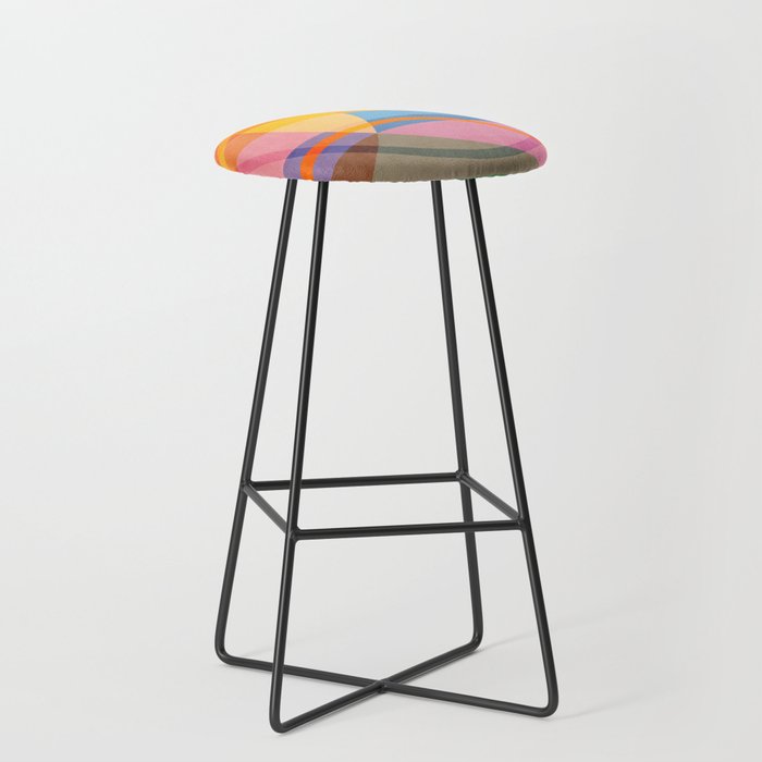 Modern Bold Colorful Shapes Artwork Stool Gallery Image 1