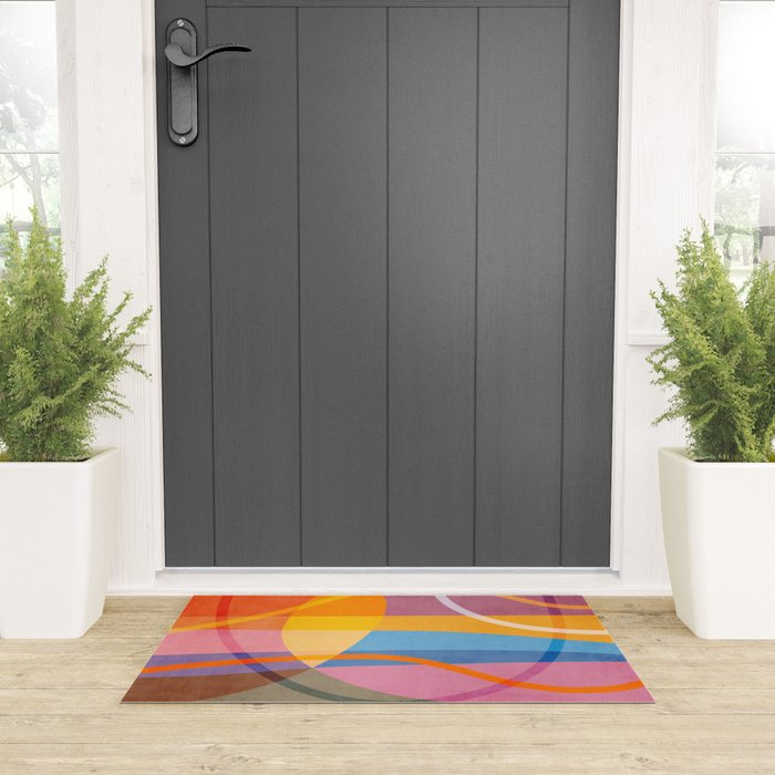 Modern Bold Colorful Shapes Artwork Welcome Mat Gallery Image 3