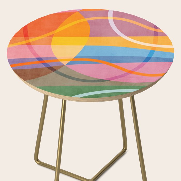 Modern Bold Colorful Shapes Artwork Side Table Gallery Image 2
