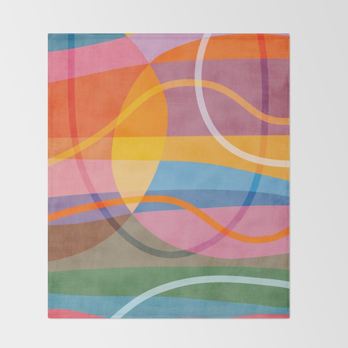 Modern Bold Colorful Shapes Artwork Throw Blanket Gallery Image 2