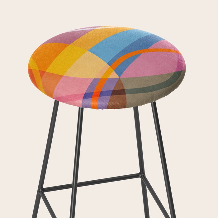 Modern Bold Colorful Shapes Artwork Stool Gallery Image 2