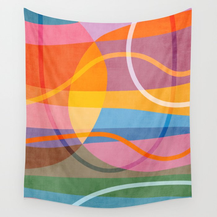 Modern Bold Colorful Shapes Artwork Wall Tapestry Gallery Image 4