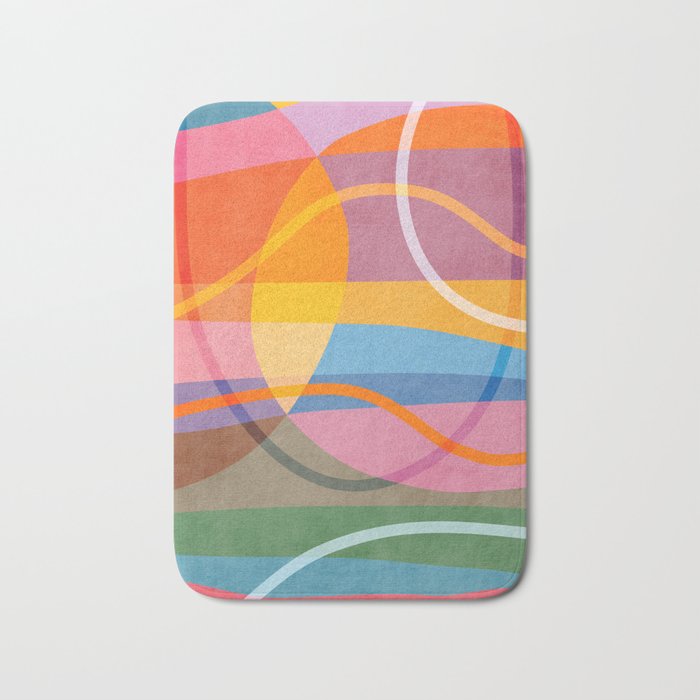 Modern Bold Colorful Shapes Artwork Bath Mat Gallery Image 1