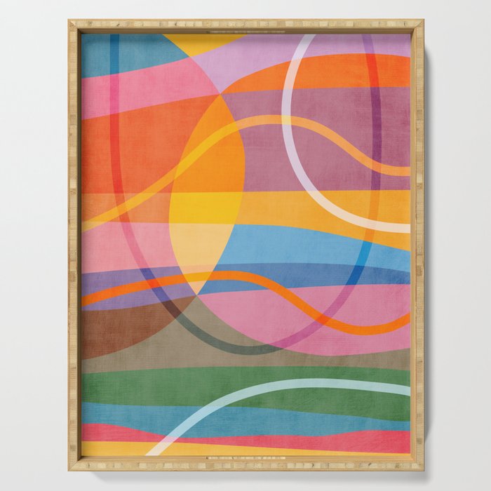 Modern Bold Colorful Shapes Artwork Serving Tray Gallery Image 1