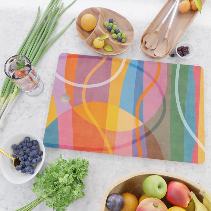 Modern Bold Colorful Shapes Artwork Cutting Board Gallery Image 2