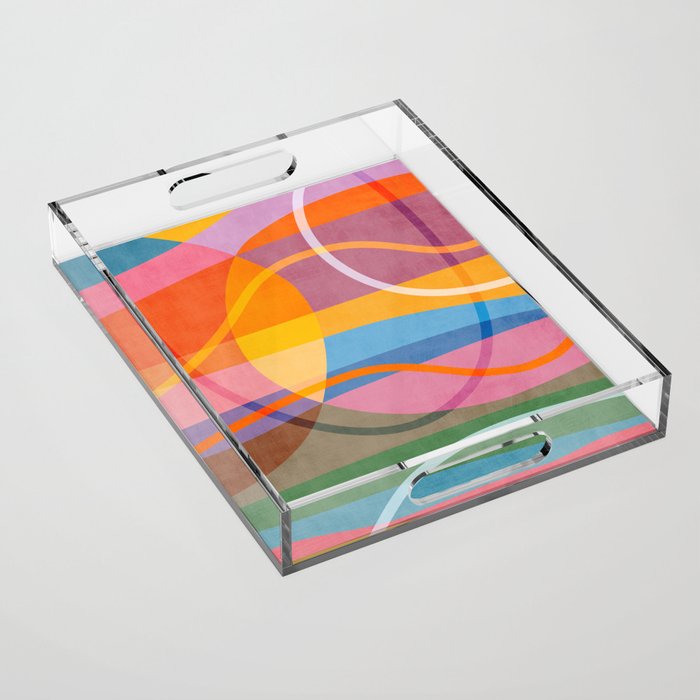 Modern Bold Colorful Shapes Artwork Acrylic Tray Gallery Image 1