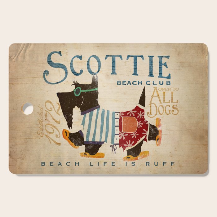 scottie dog art artwork beach scottish terrier sandals flip flops beach life Cutting Board Gallery Image 1