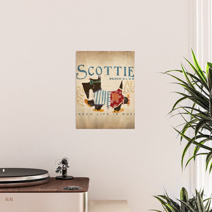 scottie dog art artwork beach scottish terrier sandals flip flops beach life Poster Gallery Image 2