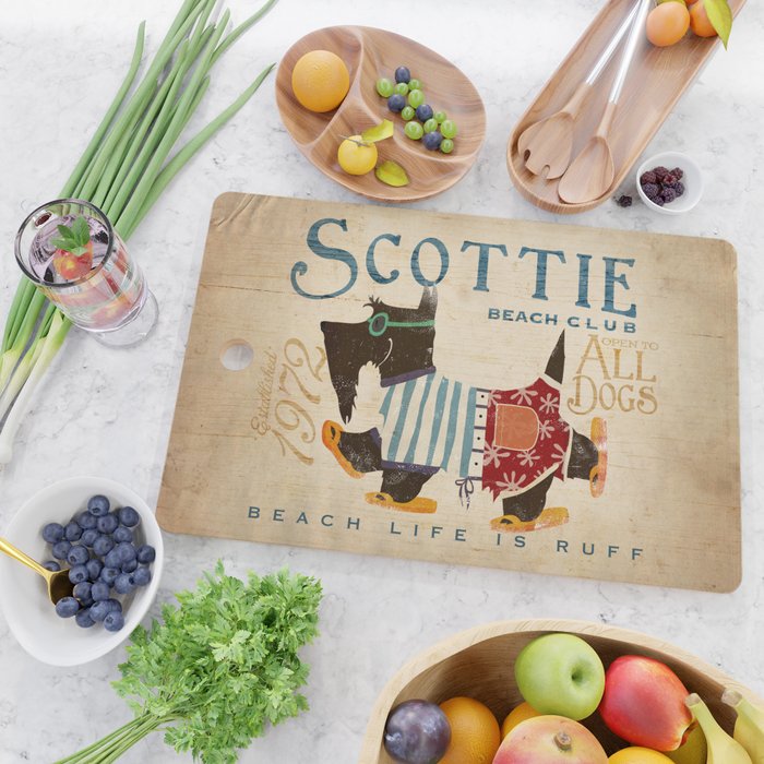 scottie dog art artwork beach scottish terrier sandals flip flops beach life Cutting Board Gallery Image 2