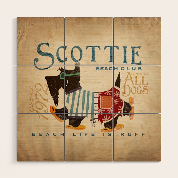 scottie dog art artwork beach scottish terrier sandals flip flops beach life Wood Wall Art Gallery Image 1
