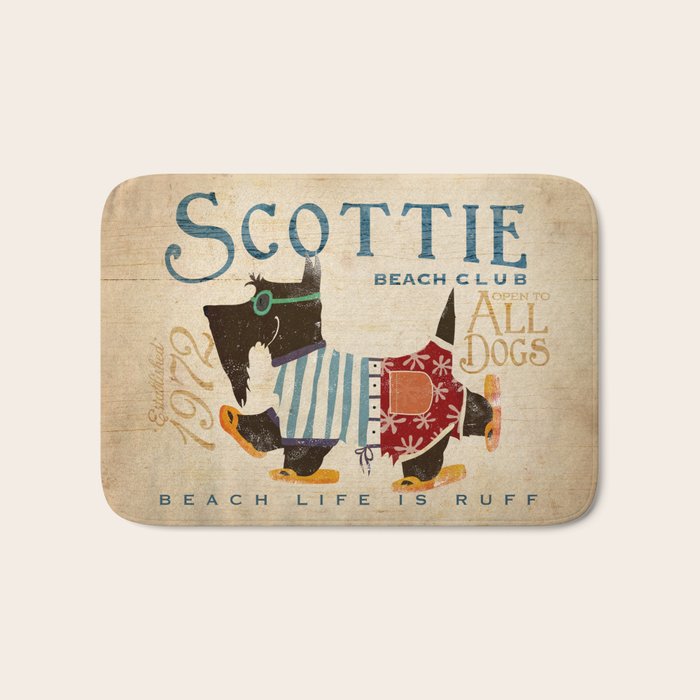 scottie dog art artwork beach scottish terrier sandals flip flops beach life Bath Mat Gallery Image 1