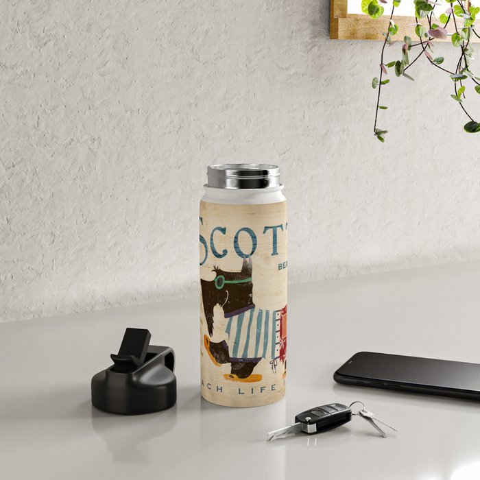 scottie dog art artwork beach scottish terrier sandals flip flops beach life Water Bottle Gallery Image 4
