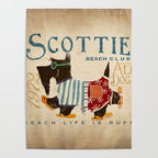 scottie dog art artwork beach scottish terrier sandals flip flops beach life Poster Gallery Image 4