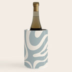 Modern Liquid Swirl Abstract Pattern in Light Blue-Grey and Cream  Wine Chiller Gallery Image 3