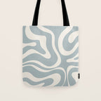 Modern Liquid Swirl Abstract Pattern in Light Blue-Grey and Cream  Tote Bag Gallery Image 1