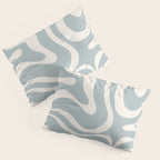 Modern Liquid Swirl Abstract Pattern in Light Blue-Grey and Cream  Pillow Sham Gallery Image 3