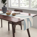 Modern Liquid Swirl Abstract Pattern in Light Blue-Grey and Cream  Table Runner Gallery Image 2