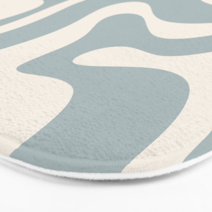 Modern Liquid Swirl Abstract Pattern in Light Blue-Grey and Cream  Bath Mat Gallery Image 3