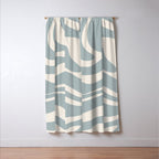 Modern Liquid Swirl Abstract Pattern in Light Blue-Grey and Cream  Window Curtain Gallery Image 3