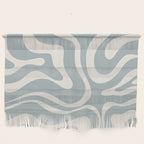 Modern Liquid Swirl Abstract Pattern in Light Blue-Grey and Cream  Wall Hanging Gallery Image 1