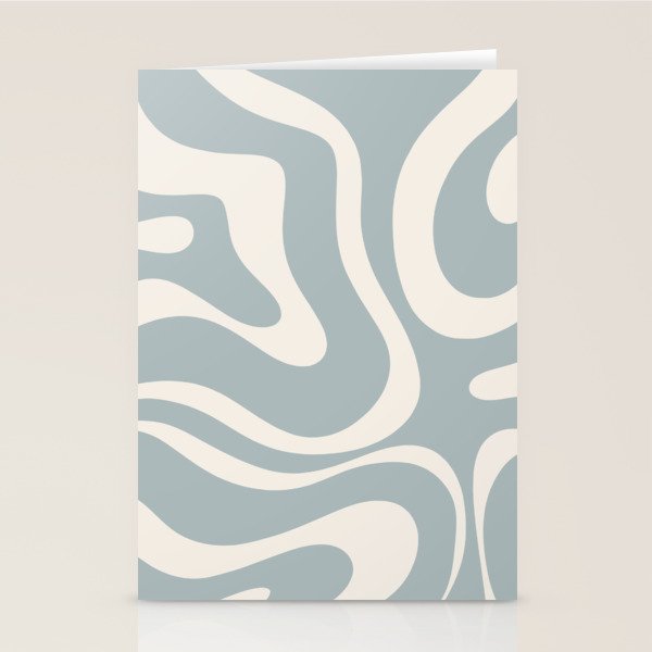 Modern Liquid Swirl Abstract Pattern in Light Blue-Grey and Cream  Stationery Card Gallery Image 1