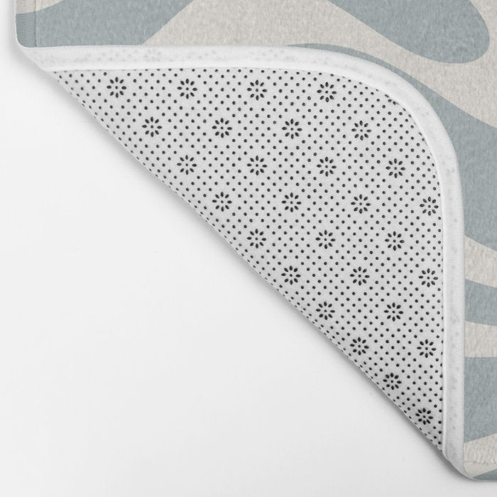 Modern Liquid Swirl Abstract Pattern in Light Blue-Grey and Cream  Bath Mat Gallery Image 2