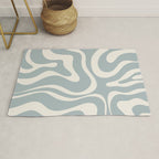 Modern Liquid Swirl Abstract Pattern in Light Blue-Grey and Cream  Rug Gallery Image 1
