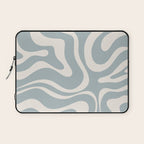 Modern Liquid Swirl Abstract Pattern in Light Blue-Grey and Cream  Laptop Sleeve Gallery Image 1