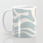 Modern Liquid Swirl Abstract Pattern in Light Blue-Grey and Cream  Coffee Mug Gallery Image 3