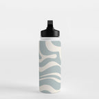 Modern Liquid Swirl Abstract Pattern in Light Blue-Grey and Cream  Water Bottle Gallery Image 3